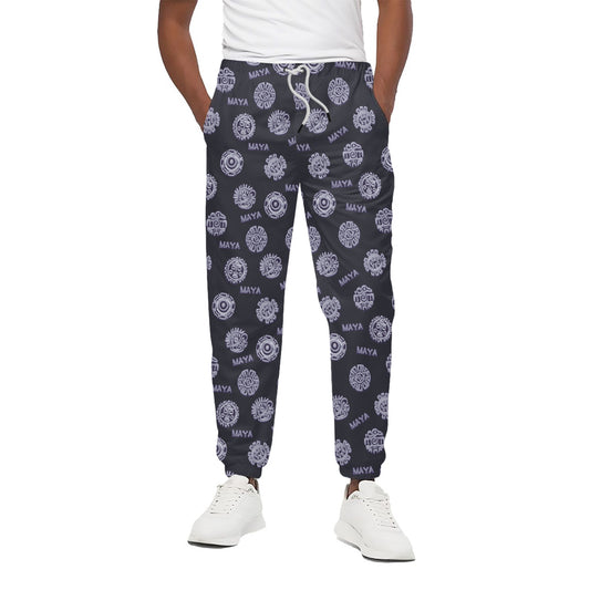 Maya Symbol Pattern Print Cotton Pants