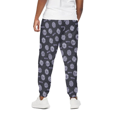 Maya Symbol Pattern Print Cotton Pants