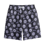 Maya Symbol Pattern Print Cotton Shorts