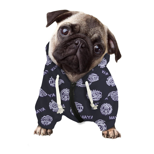 Maya Symbol Pattern Print Dog Zip Up Hoodie