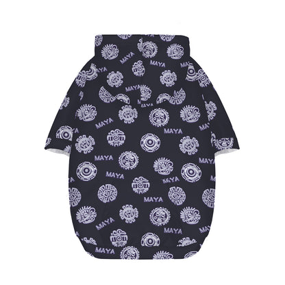 Maya Symbol Pattern Print Dog Zip Up Hoodie