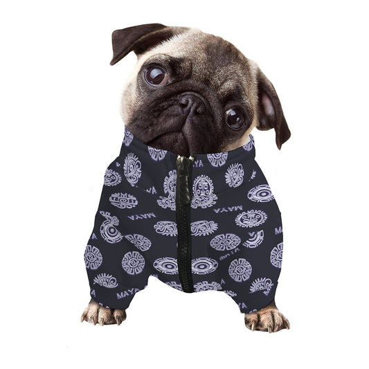 Maya Symbol Pattern Print Dog Zip Up Jacket