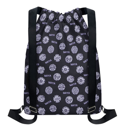 Maya Symbol Pattern Print Drawstring Backpack