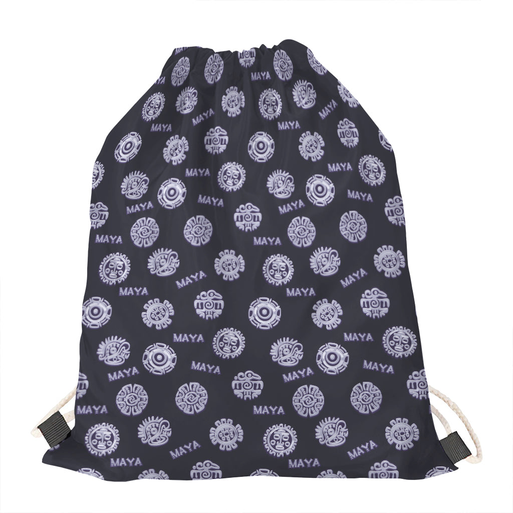 Maya Symbol Pattern Print Drawstring Bag