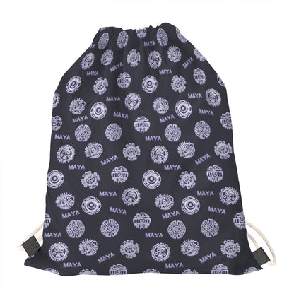 Maya Symbol Pattern Print Drawstring Bag