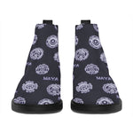 Maya Symbol Pattern Print Flat Ankle Boots