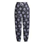 Maya Symbol Pattern Print Fleece Lined Knit Pants