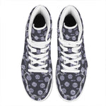 Maya Symbol Pattern Print High Top Leather Sneakers