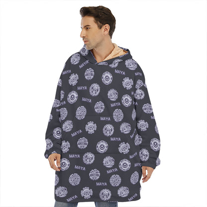 Maya Symbol Pattern Print Hoodie Blanket