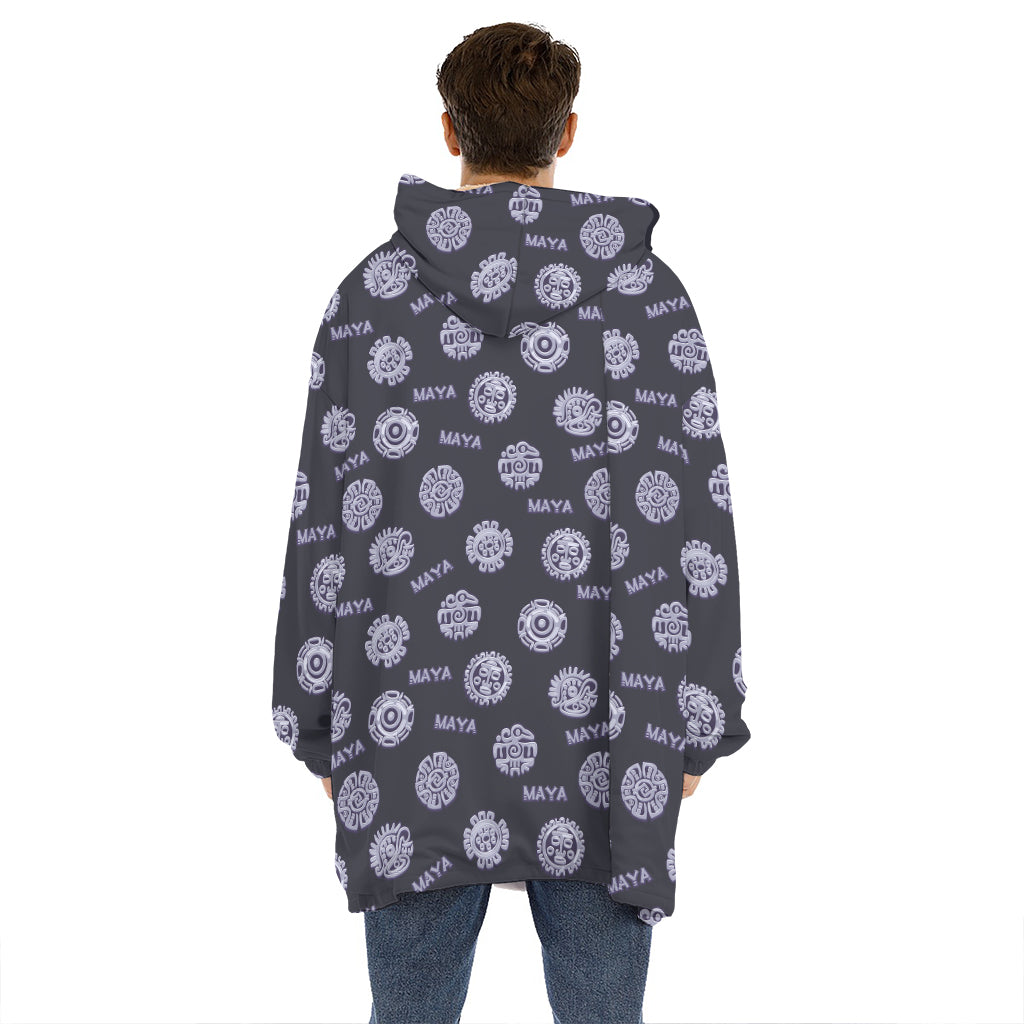 Maya Symbol Pattern Print Hoodie Blanket