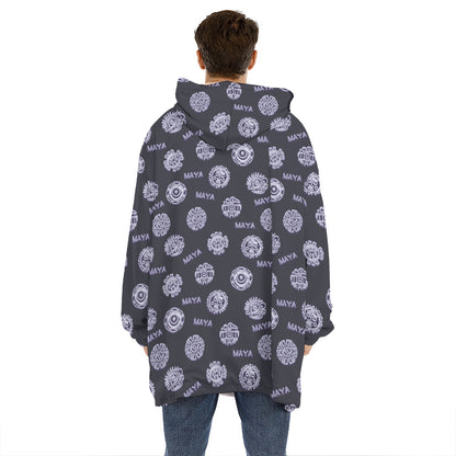 Maya Symbol Pattern Print Hoodie Blanket