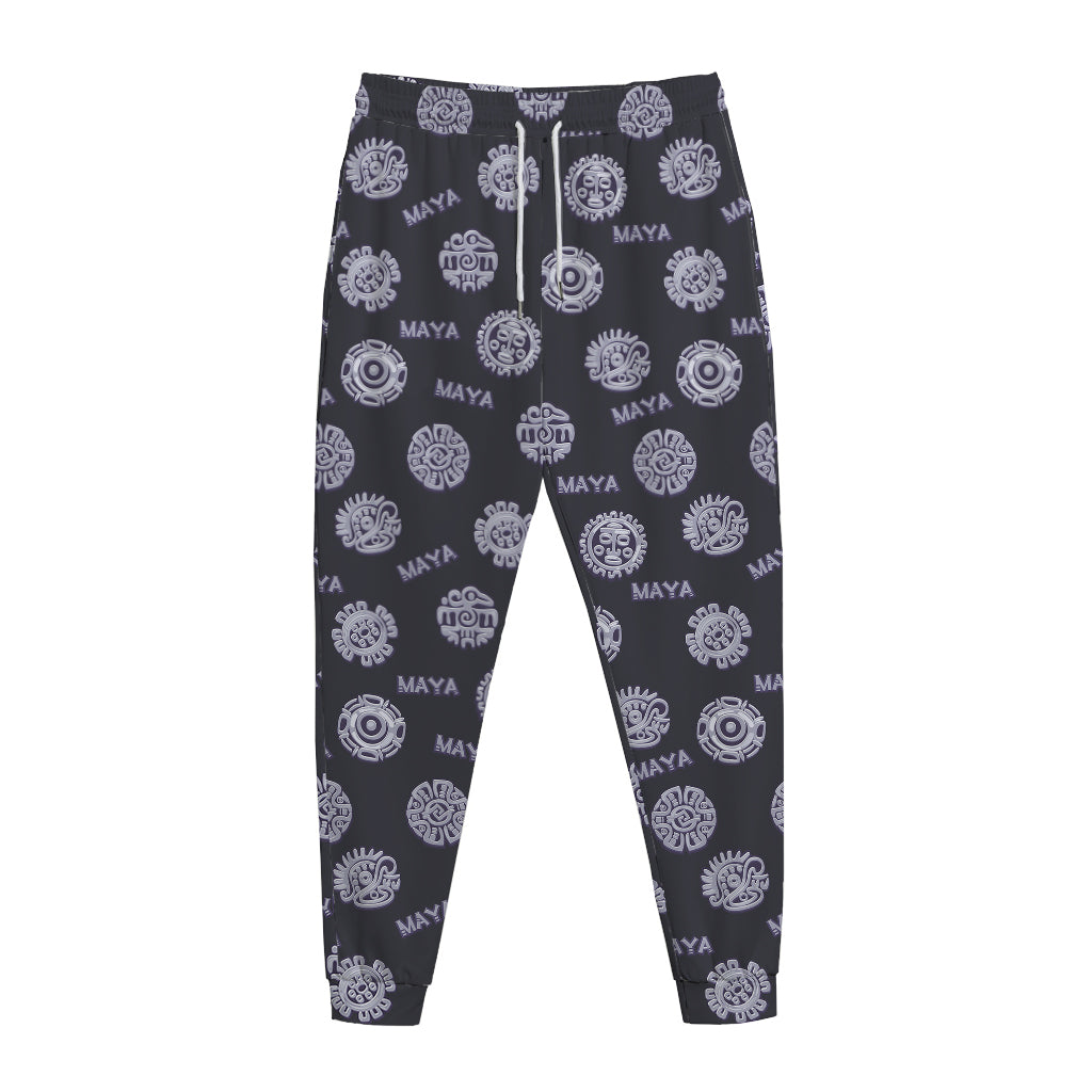 Maya Symbol Pattern Print Jogger Pants