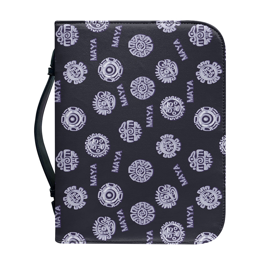 Maya Symbol Pattern Print Leather Bible Cover