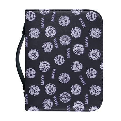 Maya Symbol Pattern Print Leather Bible Cover