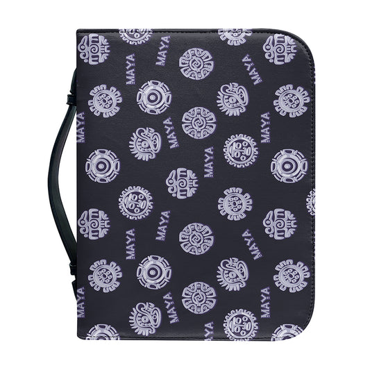 Maya Symbol Pattern Print Leather Bible Cover