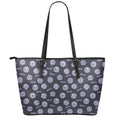 Maya Symbol Pattern Print Leather Tote Bag With Zipper