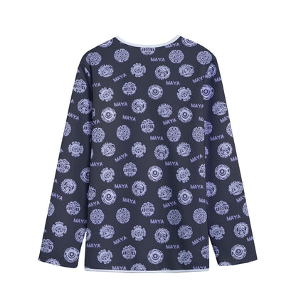 Maya Symbol Pattern Print Long Sleeve Short Coat