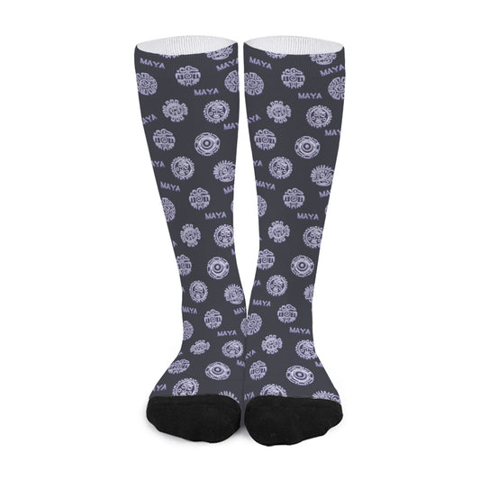 Maya Symbol Pattern Print Long Socks