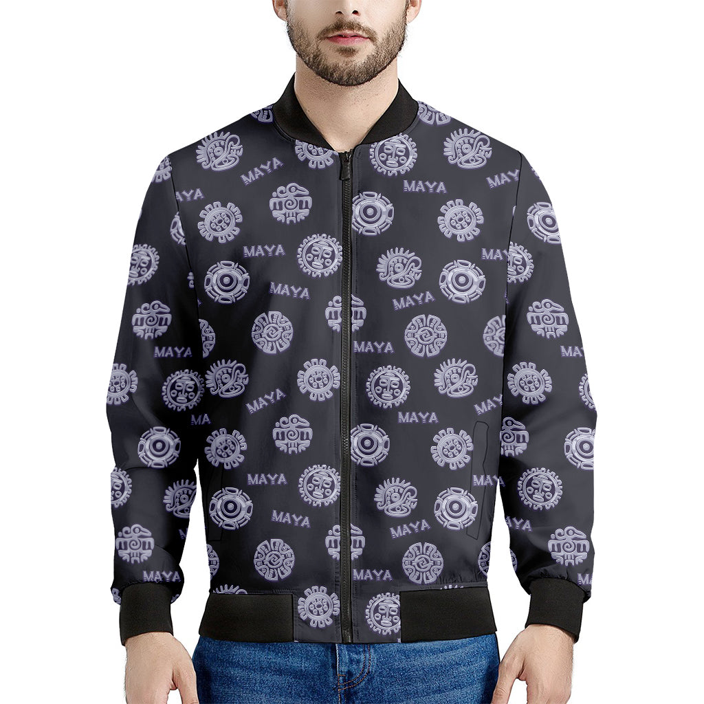 Maya Symbol Pattern Print Men's Bomber Jacket