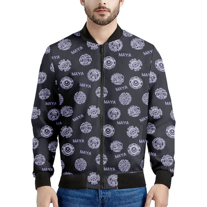 Maya Symbol Pattern Print Men's Bomber Jacket