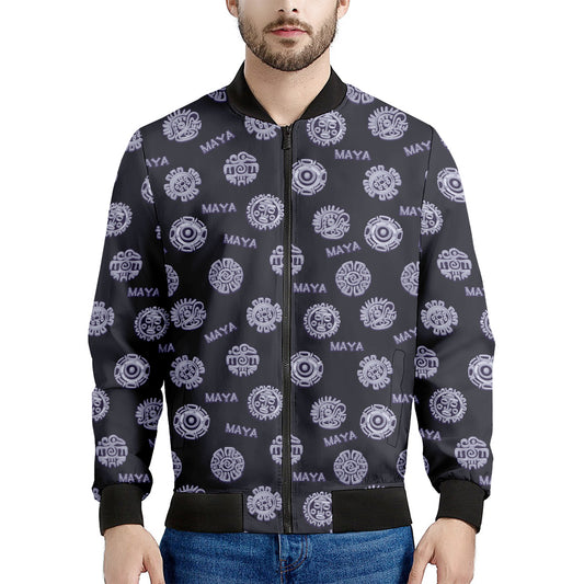 Maya Symbol Pattern Print Men's Bomber Jacket