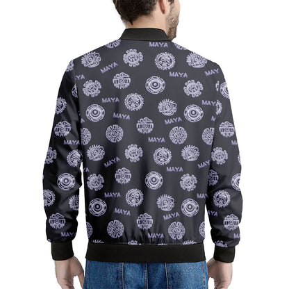 Maya Symbol Pattern Print Men's Bomber Jacket