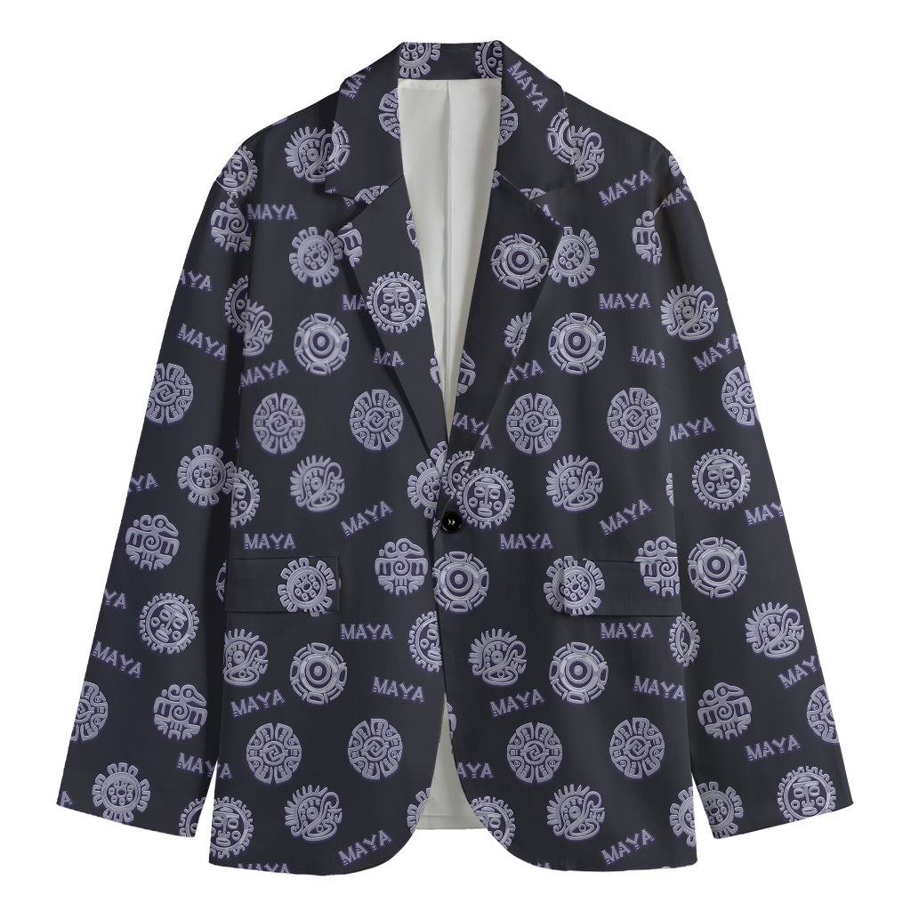 Maya Symbol Pattern Print Men's Cotton Blazer