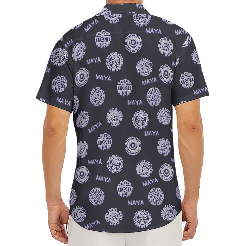 Maya Symbol Pattern Print Men's Deep V-Neck Shirt