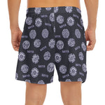 Maya Symbol Pattern Print Men's Split Running Shorts