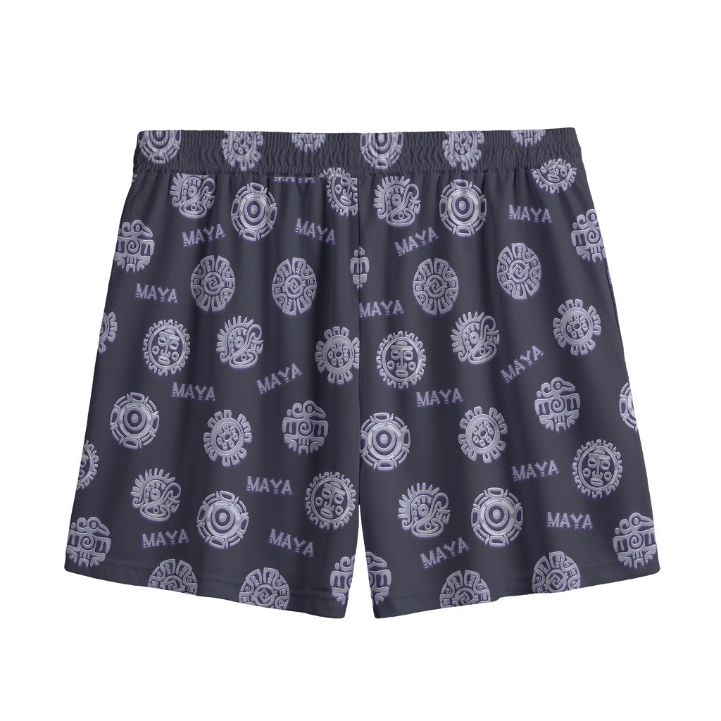 Maya Symbol Pattern Print Mesh Shorts