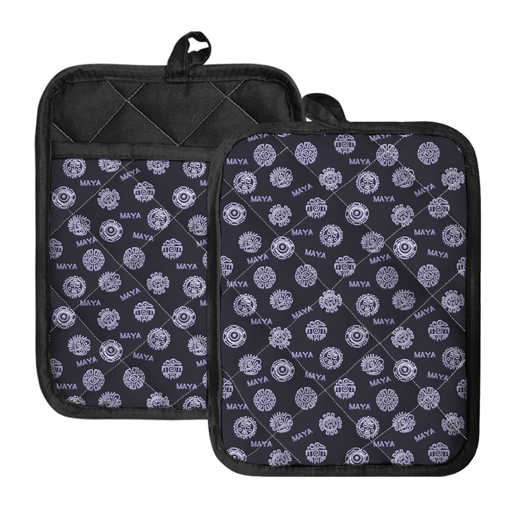 Maya Symbol Pattern Print Pot Holders With Pocket