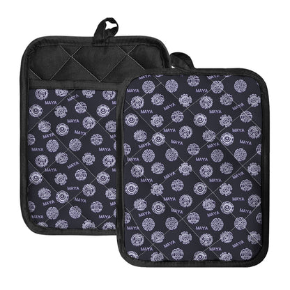 Maya Symbol Pattern Print Pot Holders With Pocket