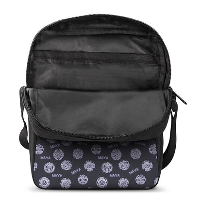 Maya Symbol Pattern Print Rectangular Crossbody Bag