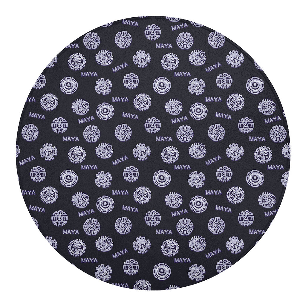 Maya Symbol Pattern Print Round Blanket