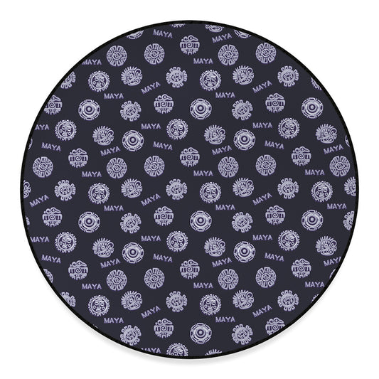 Maya Symbol Pattern Print Round Floor Mat