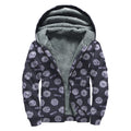 Maya Symbol Pattern Print Sherpa Lined Zip Up Hoodie