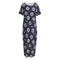 Maya Symbol Pattern Print Short Sleeve Long Nightdress