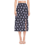 Maya Symbol Pattern Print Side Slit Midi Skirt