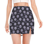 Maya Symbol Pattern Print Side Slit Mini Skirt
