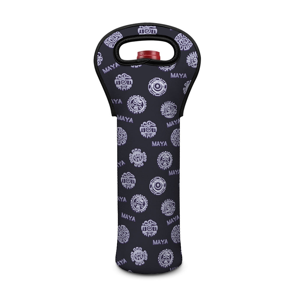 Maya Symbol Pattern Print Single Neoprene Wine Tote