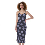 Maya Symbol Pattern Print Slim Fit Midi Cami Dress