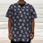 Maya Symbol Pattern Print Textured Short Sleeve Shirt