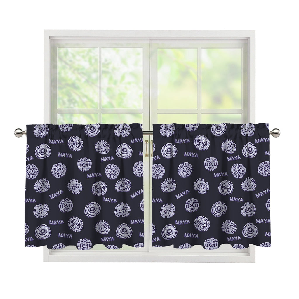 Maya Symbol Pattern Print Tier Curtains
