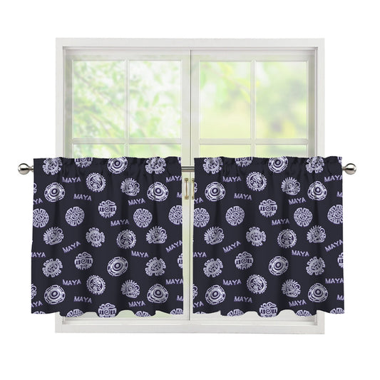 Maya Symbol Pattern Print Tier Curtains