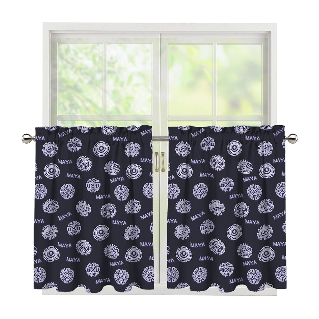 Maya Symbol Pattern Print Tier Curtains