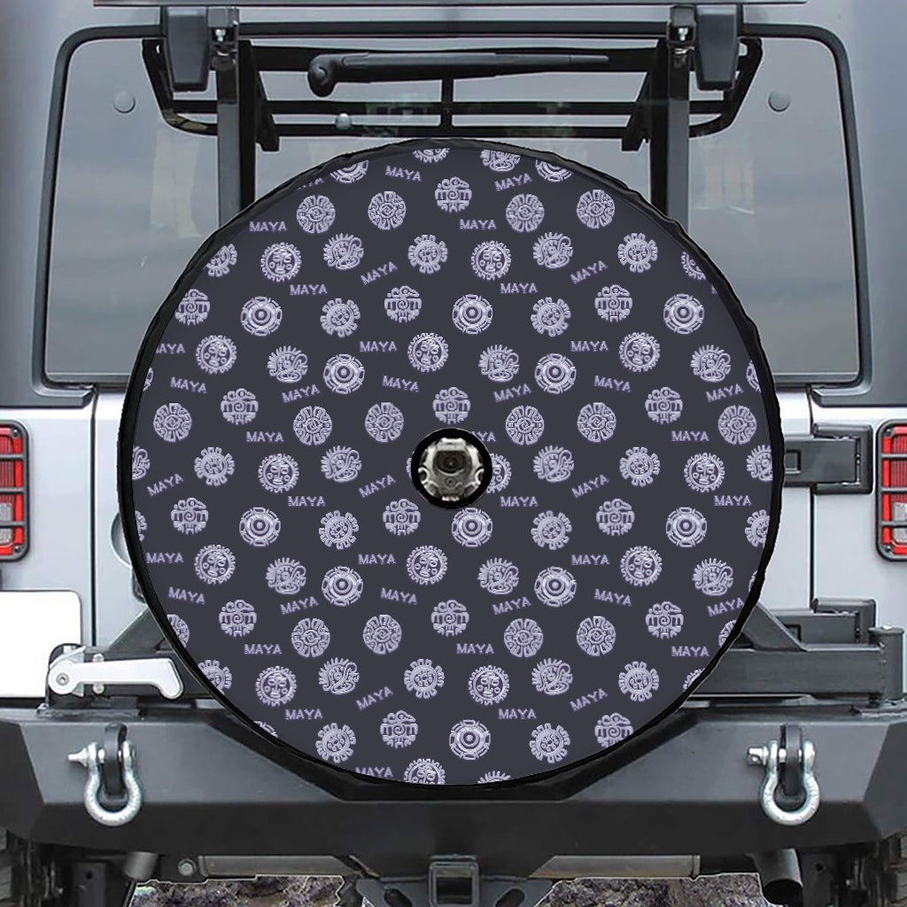 Maya Symbol Pattern Print Tire Cover With Camera Hole