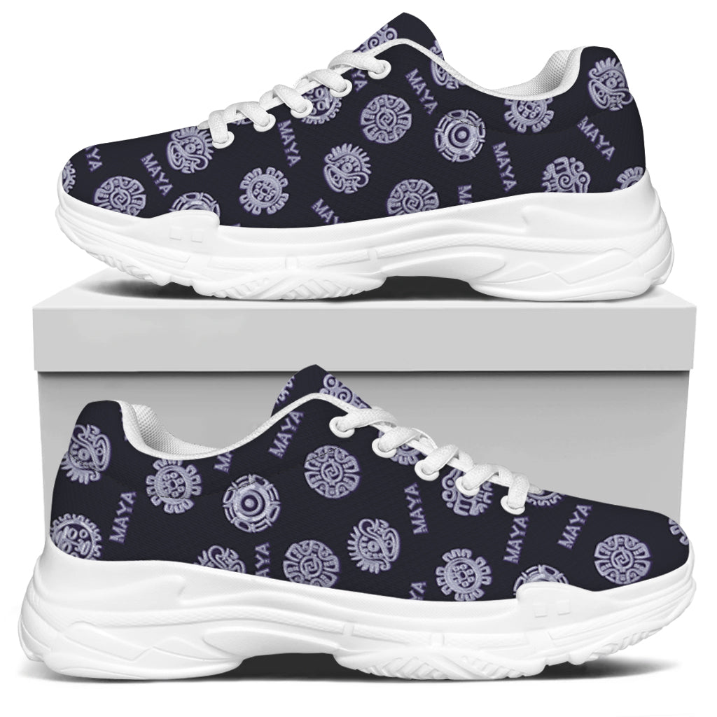 Maya Symbol Pattern Print White Chunky Shoes