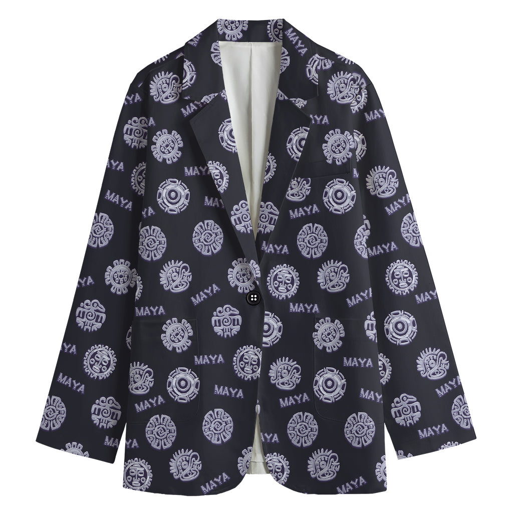 Maya Symbol Pattern Print Women's Cotton Blazer
