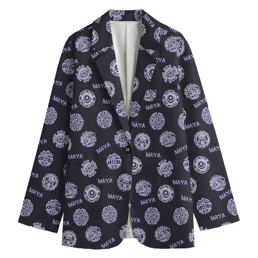 Maya Symbol Pattern Print Women's Cotton Blazer