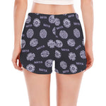 Maya Symbol Pattern Print Women's Split Running Shorts